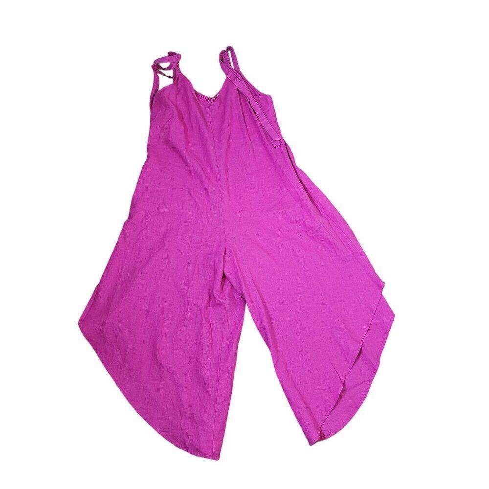 Vintage Y2K Jumpsuit Sleeveless Romper Womens Size M Purple Boho Tie Straps